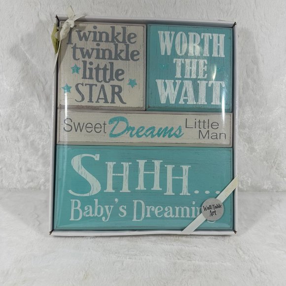 Maison Inspirational word quote block set Wall Table Art Baby Boy shower gift - Picture 2 of 6